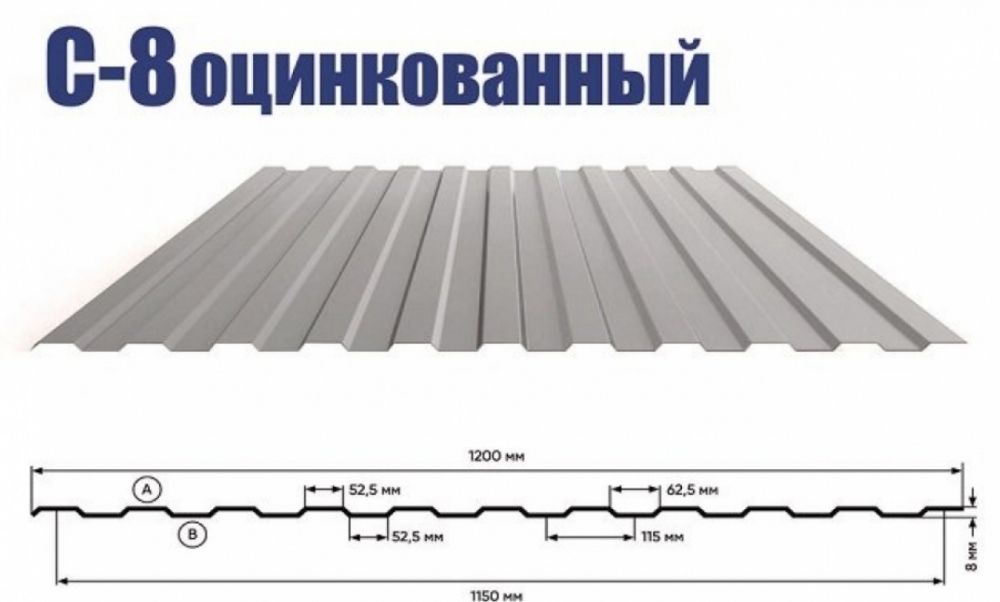 Профнастил С8 оцинкованный